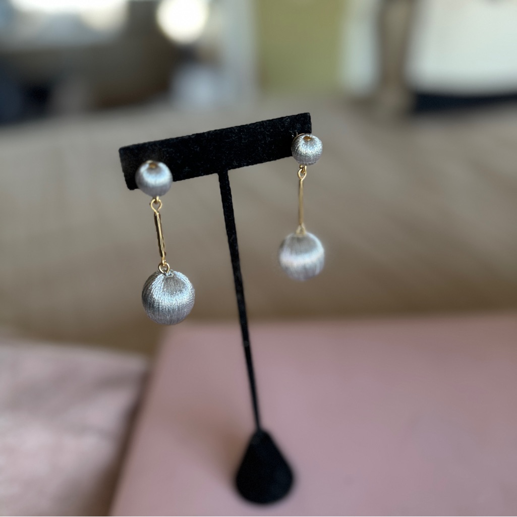 Silver Balls Hanging Post Earrings